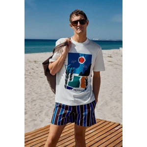 PROVENCE Erkek Bisiklet Yaka %100 Organik Pamuklu Regular Fit Beyaz T-Shirt