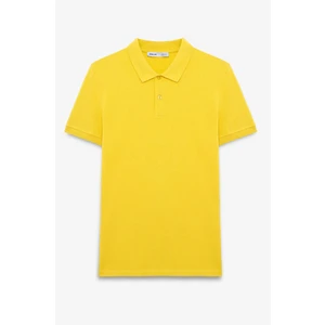 Skyloom Erkek %100 Pamuk Kısa Kollu Regular Fit Sarı Polo Yaka T-Shirt