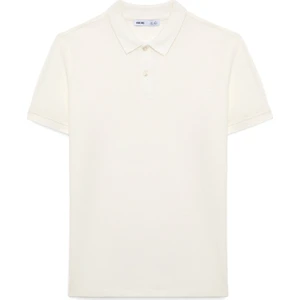 Flexore Erkek %100 Pamuk Kısa Kollu Regular Fit Ekru Polo Yaka T-Shirt