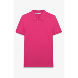 Skyloom Erkek %100 Pamuk Kısa Kollu Regular Fit Fuşya Polo Yaka T-Shirt
