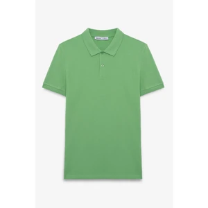 Flexore Erkek %100 Pamuk Kısa Kollu Regular Fit Yeşil Polo Yaka T-Shirt