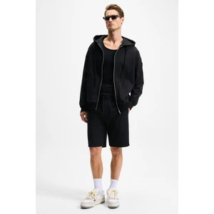 KEPA Erkek Beli Lastikli Cepli Relaxed Fit Siyah Şort