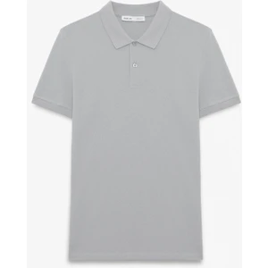 Skyloom Erkek %100 Pamuk Kısa Kollu Regular Fit Gri Polo Yaka T-Shirt