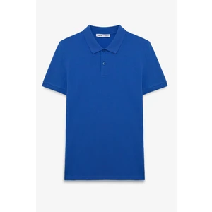 Skyloom Erkek %100 Pamuk Kısa Kollu Regular Fit Saks Mavi Polo Yaka T-Shirt