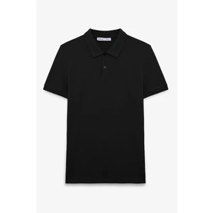 Flexore Erkek %100 Pamuk Kısa Kollu Regular Fit Siyah Polo Yaka T-Shirt