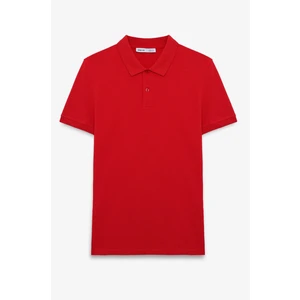 Skyloom Erkek %100 Pamuk Kısa Kollu Regular Fit Kırmızı Polo Yaka T-Shirt