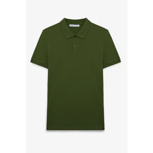 Skyloom Erkek %100 Pamuk Kısa Kollu Regular Fit Haki Polo Yaka T-Shirt