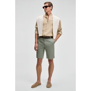 TEEMO Erkek Yanları Cepli Fermuarlı Likralı Slim Fit Açık Haki Şort