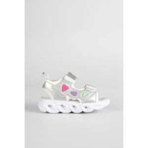 321. B24Y. 204 Hilda Beyaz Işıklı Kız Çocuk  Sandalet