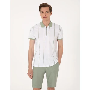 Pierre Cardin Erkek Çağla Yeşili Çizgi Detaylı Slim Fit Polo Yaka Tişört 50307519-VR016