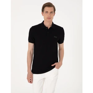 Pierre Cardin Erkek Siyah Slim Fit Örme Dokulu Polo Yaka Tişört 50309959-VR046