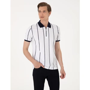 Pierre Cardin Erkek Lacivert Çizgi Detaylı Slim Fit Polo Yaka Tişört 50307519-VR033