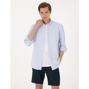 Pierre Cardin Erkek Açık Mavi Slim Fit Çizgili Uzun Kollu Gömlek 50307162-VR003