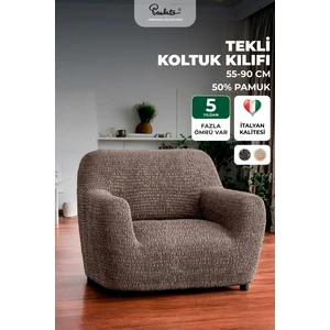 Lastikli Esnek ve Yıkanabilir Tek Kişilik Koltuk Örtüsü Koltuk Kılıfı - Kahverengi