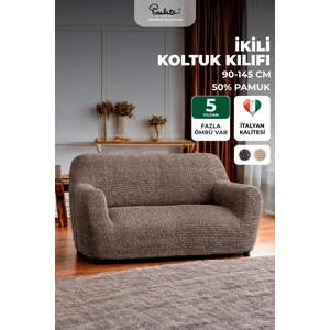 Lastikli Esnek ve Yıkanabilir 2 Kişilik Koltuk Örtüsü Çekyat Kanepe Kılıfı - Kahverengi
