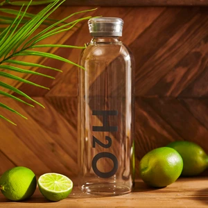 H2O Borosilikat Cam Matara - Gri - 1000 ml