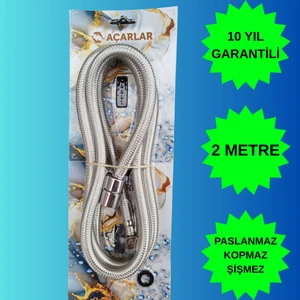 10 Ay Garantili Paslanmaz Çelik 2 Metre Spiral Duş Başlığı Hortumu
