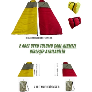 Med Online Çift Kişilik 2'li Birleşip Ayrılabilir Takım Uyku Tulumu (-25) Mikro Su Itici Kamp (2.15×1.50)