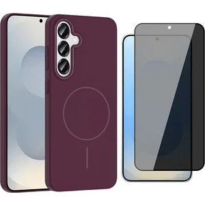 Galaxy S25 Plus Kılıf M-Safe Şarj Özellikli Zore Ruby Sert Kapak + Parmaz Izi Okumalı Hayalet Ekran Koruyucu