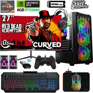 XSR1144 Ryzen 7 5700X 32GB Ram 2tb M.2 Nvme SSD 8gb RTX5060 27" 180Hz Oyuncu Hazır Sistem