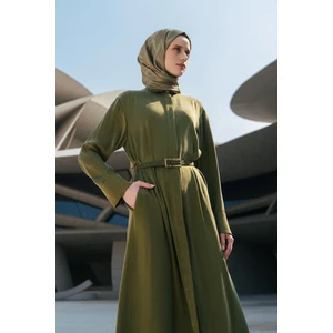 Önü Işlemeli Elbise 25Y9028 Yeşil