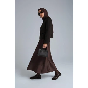 Kalın Dikişli Kloş Etek 24K1712 Acı Kahve