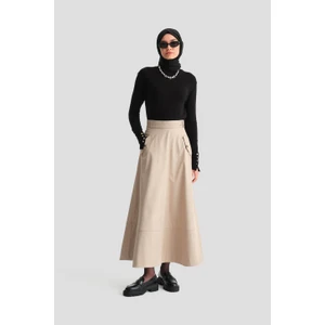 Kalın Dikişli Kloş Etek 24K1712 Taş