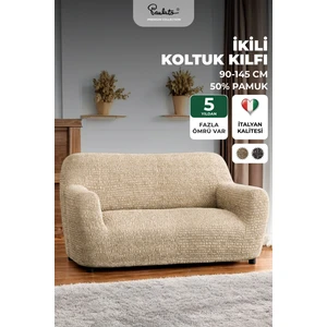 Lastikli Esnek ve Yıkanabilir 2 Kişilik Koltuk Örtüsü Çekyat Kanepe Kılıfı - Bej