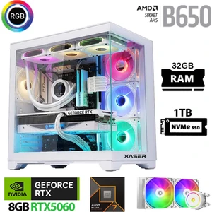 Lexus X580 Ryzen 7 7700 32GB Ram 1tb M.2 Nvme SSD 8gb RTX5060 Sıvı Soğutmalı Beyaz Oyuncu Hazır Sistem