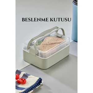 Katlı Taşınabilir Beslenme Kutusu – Şeffaf Kapaklı, Saplı, Sızdırmaz Yemek Kabı - Gri