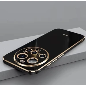Xiaomi Mi 15 Ultra Kılıf Kamera Korumalı Parlak Gold Altın Işlemeli Kenarlı Yumuşak Silikon Kapak
