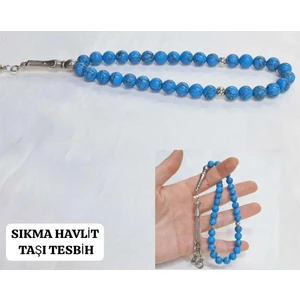 Sıkma Havlit Taşı Tesbih Aksesuar Hediyelik Tesbih Mavi