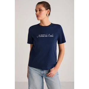 Alma Kadın Regular Baskılı Lacivert T-Shirt