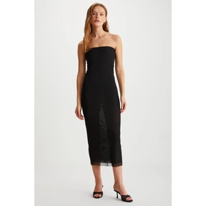 Apollıne Kadın %100 Polyester Omzu Açık Siyah Elbise