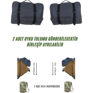 Med Online Çift Kişilik 2'li Birleşip Ayrılabilir Takım Uyku Tulumu (-25) Mikro Su Itici Kamp (2.15×1.50)