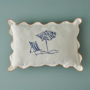 %100 Pamuk Marine Scallop Kırlent Kılıfı Beyaz (35X50 Cm)