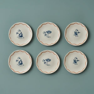 Marine Porselen 6'lı Pasta Tabağı Seti Mavi (19 Cm)