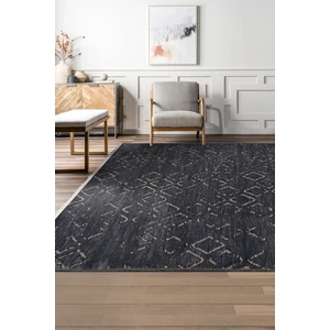 Akasya Antrasit Baklava Desenli Halı – Yumuşak, Kaymaz, Yıkanabilir ve Şık Tasarım - 90 x 250 cm