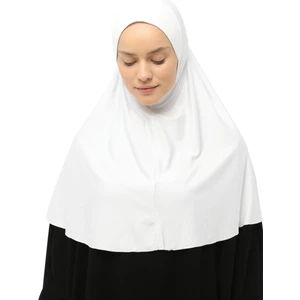 Hazır Türban Peçeli Pratik Eşarp Tesettür Nikaplı Hijab - Namaz Örtüsü Sufle (Xl) - Beyaz