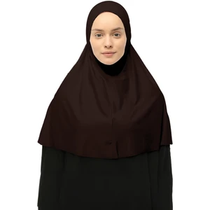 Hazır Türban Peçeli Pratik Eşarp Tesettür Nikaplı Hijab - Namaz Örtüsü Sufle (Xl) - Koyu Kahverengi