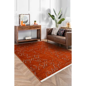 Akasya Kiremit Rengi Baklava Desenli Halı – Yumuşak, Kaymaz, Yıkanabilir ve Şık Tasarım - 120 x 600 cm