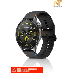 Huawei Watch Gt2 / Gt2 Pro / Gt3 / Gt3 Pro / Gt4 / Gt5 / Gt5 Pro / Gt6 / Gt6 Pro 46mm Uyumlu Wave Silikon Kordon 22mm
