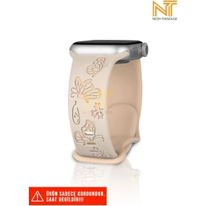 Nezih Case Apple Watch Watch Seri 5/6/7/8/9/se 38/40/41mm Seri 10 42 / Seri 11 42mm Uyumlu Kelebek Desen Silikon Kordon