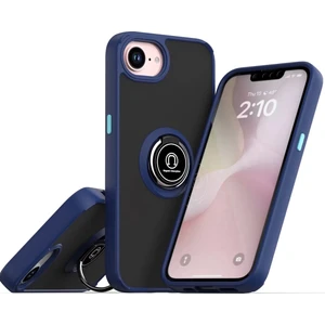 Apple Iphone 16E Kılıf Mat Parmak Izi Yapmaz Renkli Tuşlu 360 Yüzüklü Standlı Military Kamera Korumalı