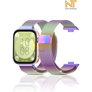 Huawei Watch Fit 3 / Fit 4 / Fit 4 Pro Uyumlu Milano Hasır Örgü Metal Magnet Pratik Kordon