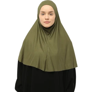 Hazır Türban Peçeli Pratik Eşarp Tesettür Nikaplı Hijab - Namaz Örtüsü Sufle (Xl) - Haki
