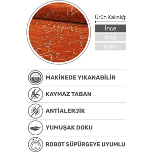 Akasya Kiremit Rengi Baklava Desenli Halı – Yumuşak, Kaymaz, Yıkanabilir ve Şık Tasarım - 120 x 120 cm