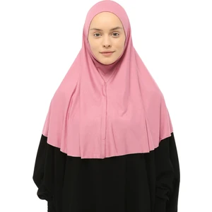Hazır Türban Peçeli Pratik Eşarp Tesettür Nikaplı Hijab - Namaz Örtüsü Sufle (Xl) - Koyu Pembe