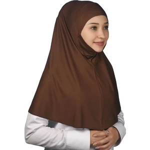 Hazır Türban Peçeli Pratik Eşarp Tesettür Nikaplı Hijab - Namaz Örtüsü Sufle (Xl) - Çikolata