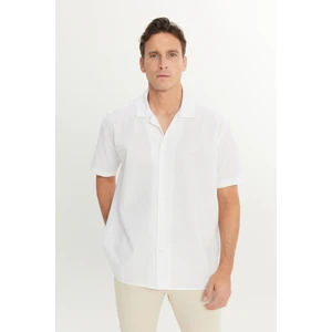 Pamuklu Keten Oversize Fit Bol Kesim Hawai Yaka Gömlek